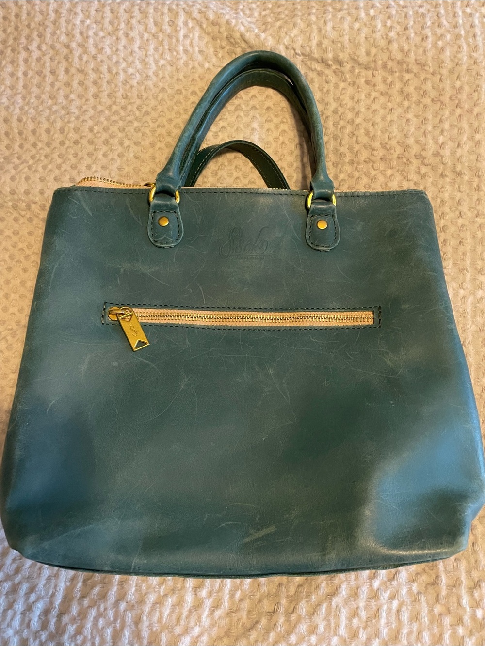 Sseko Teal Leather Convertible Tote Backpack Crossbody Fair Trade